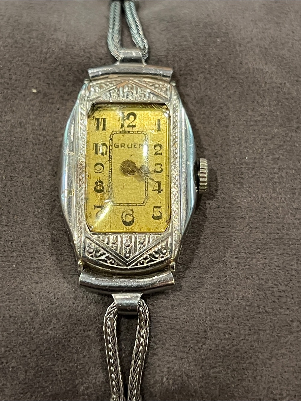 Vintage Gruen Ladies Art Deco Gold Dial Bracelet Style